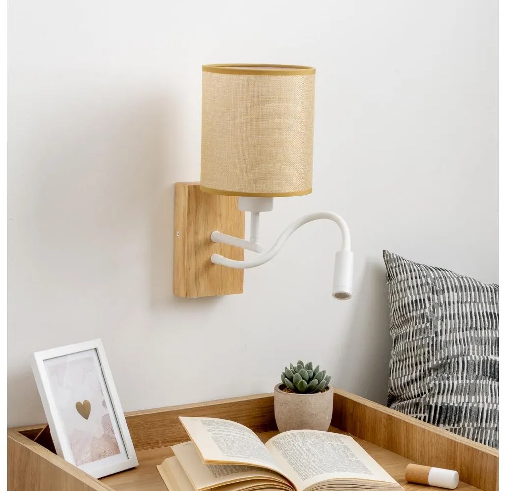 Brilagi - Applique a LED NUBILA WOOD 1xE27/25W/230V +LED/3W quercia/marrone chiaro