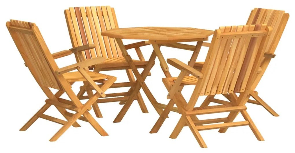 Set da pranzo per giardino 5 pz in legno massello di teak