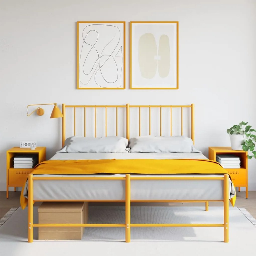 Comodini 2 Pz Giallo Senape 36x39x50,5 Cm İn Acciaio /