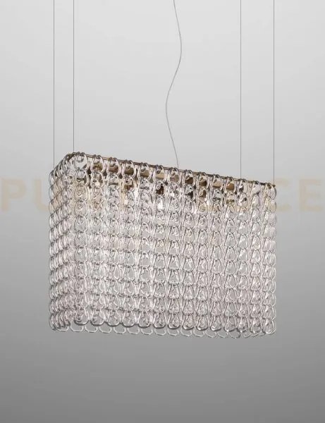 Giogali sospensione re1 cristallo argento e bronzo opaco 10 luci at...