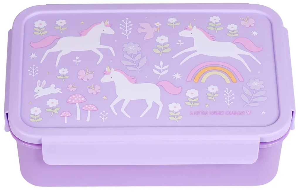 A Little Lovely Company - scatola merenda - unicorni e arcobaleno