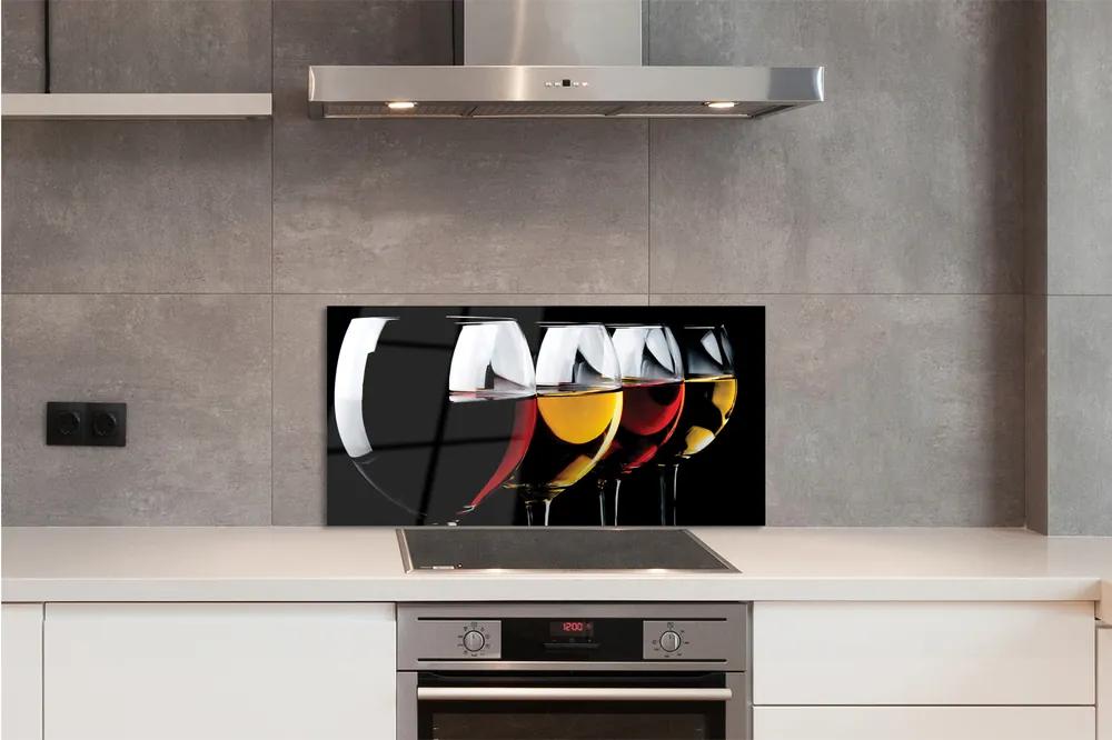Pannello da cucina Fondo nero dei bicchieri di vino 100x50 cm