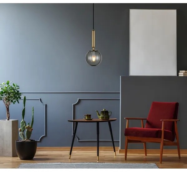 ITALUX PND-2324-1 BRO+SG - Lampadario a sospensione con filo RAVENA 1xE27/5W/230V nero/ottone