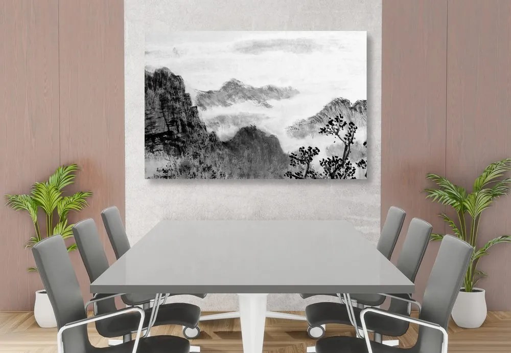 Quadro su tela – Pittura tradizionale cinese di paesaggio in bianco e nero