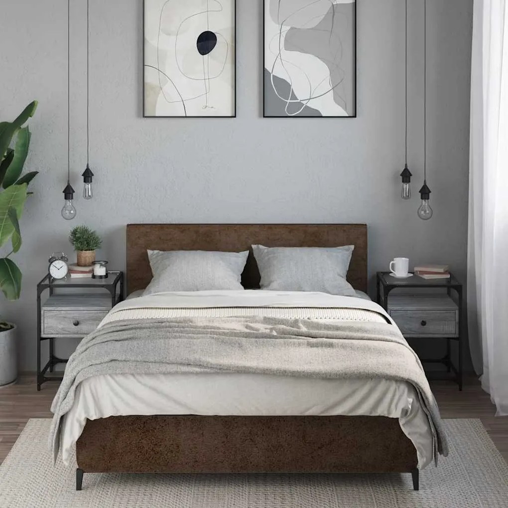 Comodini 2pz Grigio Sonoma 40x40x55 Cm İn Legno Multistrato /