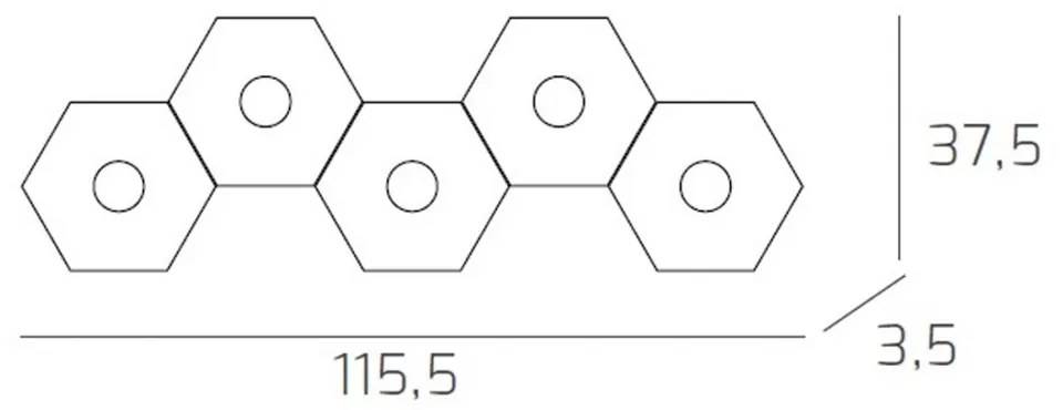 Plafoniera Moderna Hexagon Metallo Bianco 5 Luci Led 12X5W