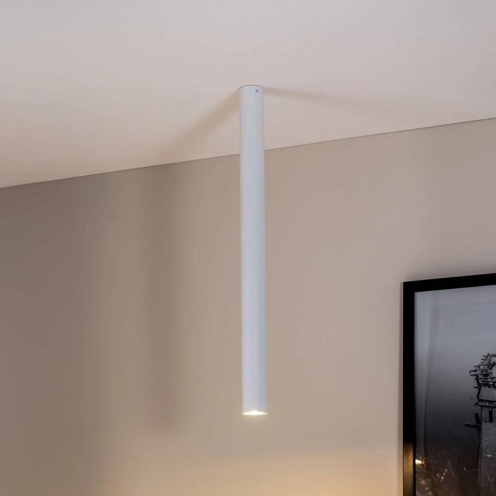 EMIBIG LIGHTING Faretto da soffitto Tecno 1XXL, acciaio, GU10, altezza 80 cm, bianco