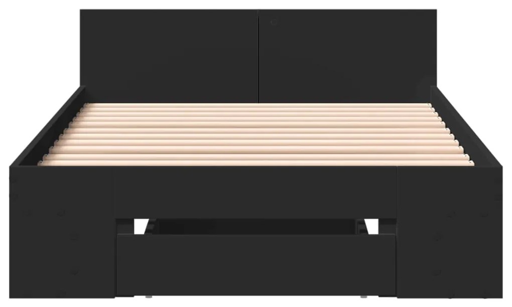 Giroletto con cassetto nero 90x190 cm in legno multistrato