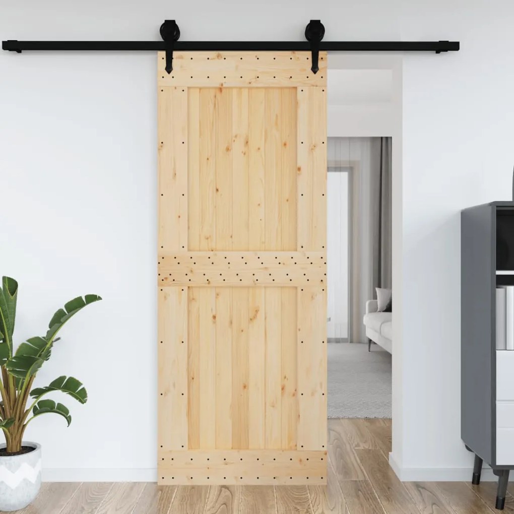 Porta Narvık 90x210 Cm İn Legno Massello Di Pino /