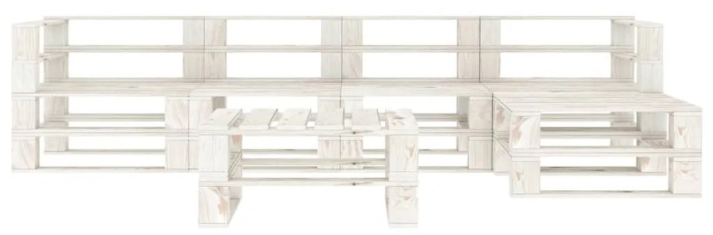 Set Salotto da Giardino 6 pz Pallet in Legno Bianco