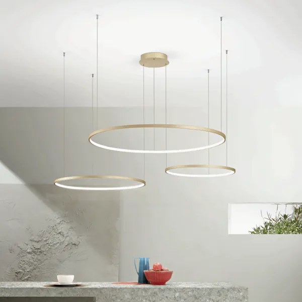 Lampada a sospensione a Led SOEL 3 Luci in metallo verniciato 200 cm ORO