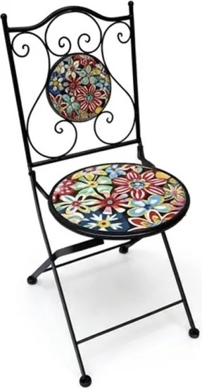 Set Bistrot Tavolo Maioliche D60xH75 Con 2 Sedie Pieghevoli Allegria