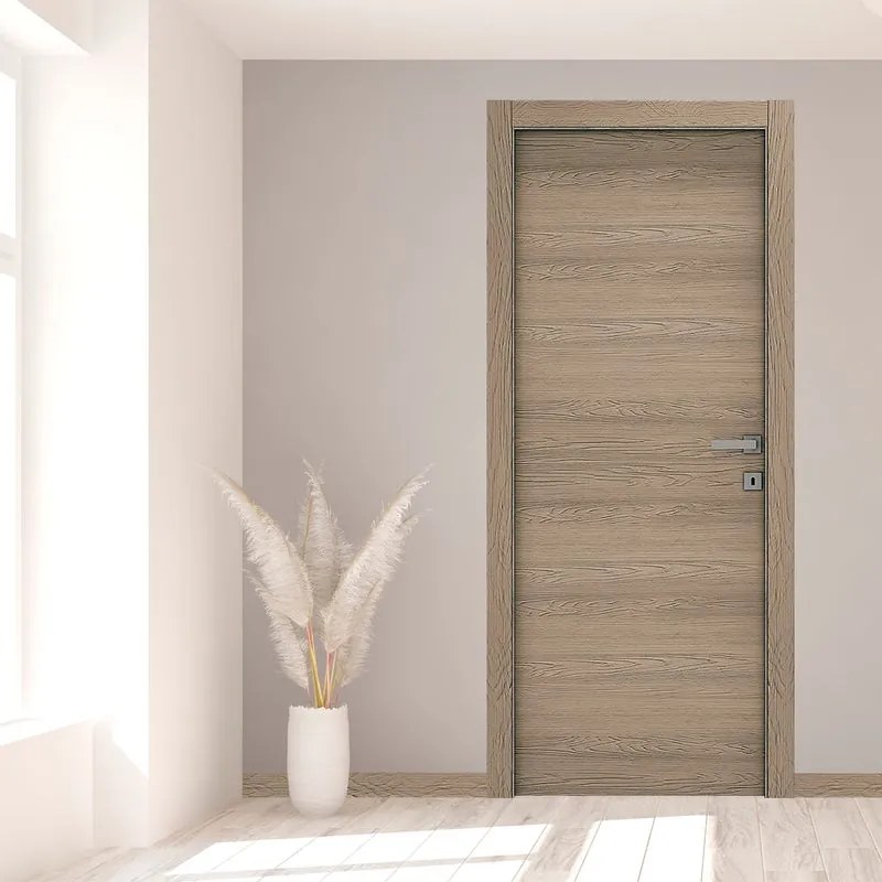 Porta battente coibentata Silent Almond avena L 80 x H 210 cm reversibile