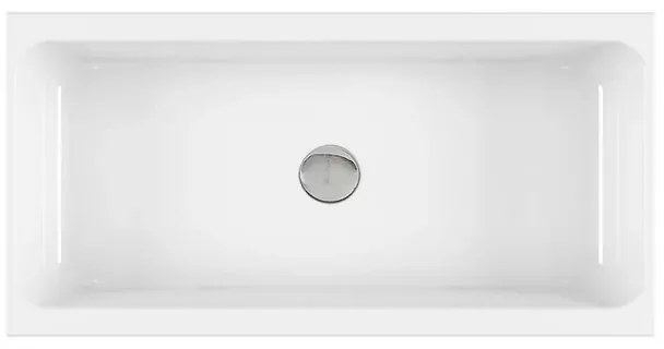 Lavabo a canale 90x45 cm dappoggio o sospeso in ceramica lucida