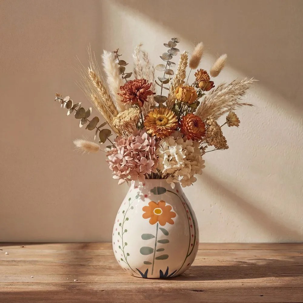 Vaso in gres dipinto a mano color crema (altezza 17 cm) Taza - Bloomingville