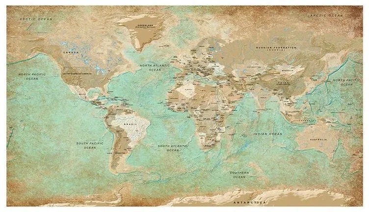 Fotomurale adesivo  Turquoise World Map II  Larghezza x Altezza Home decor 490x280