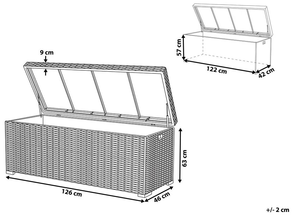 Cesta da giardino rattan marrone 126 x 46 cm MODENA Beliani