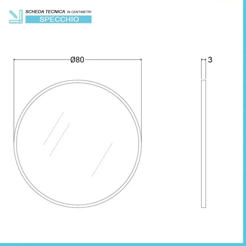 Specchio bagno 80 cm con cornice oro e installazione a parete