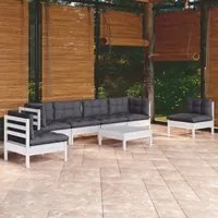 Set Divani da Giardino 7 pz con Cuscini in Massello di Pino 3096203