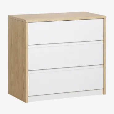 Comò con Scrivania Allungabile Fantese Bianco - Marrone Quercia - Sklum