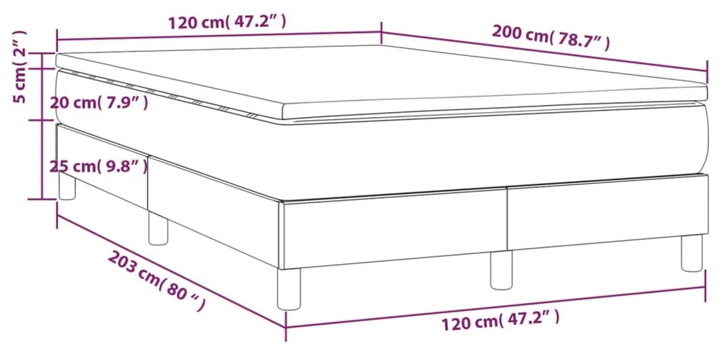 Giroletto a Molle con Materasso Blu Scuro 120x200 cm in Velluto