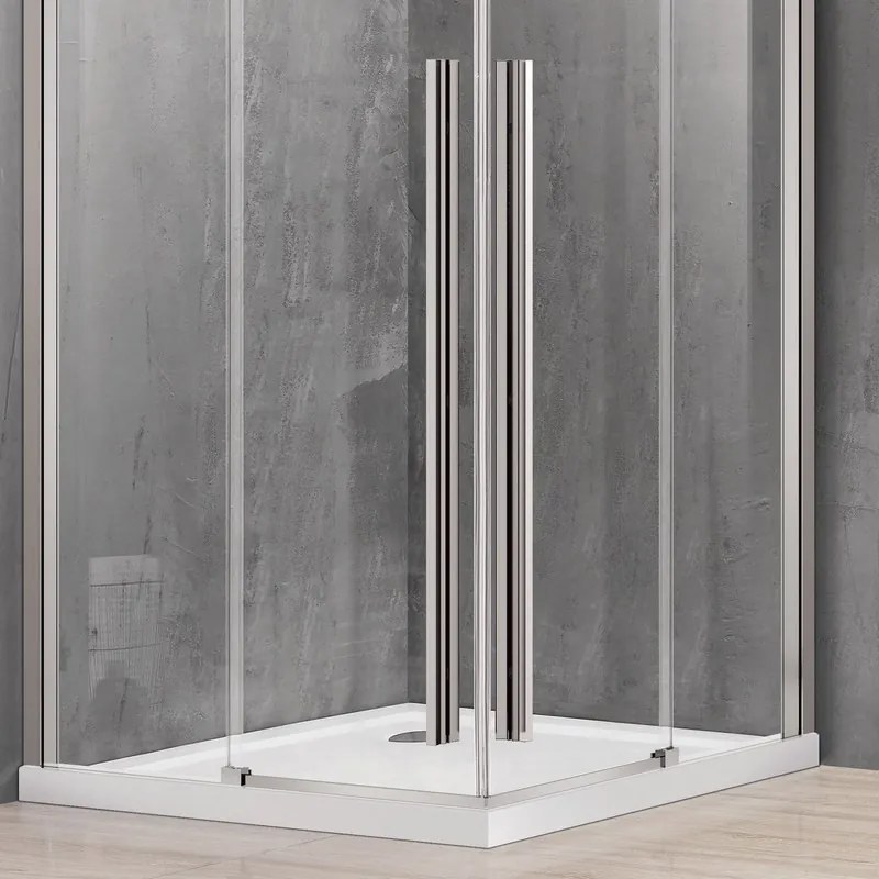 Box doccia 80x80 finitura acciaio spazzolato apertura doppio scorrevole vetro 8mm | KSA1000AS - KAMALU