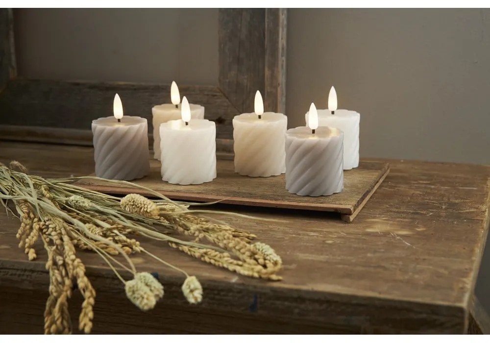 Set di 2 candele LED in cera grigia, altezza 7,5 cm Flamme Swirl - Star Trading