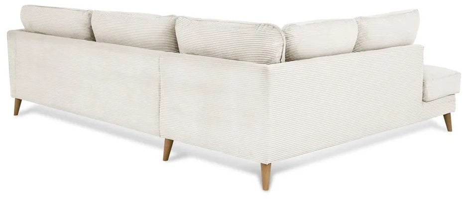 Divano angolare in velluto a coste bianco (angolo sinistro) Paris - Scandic