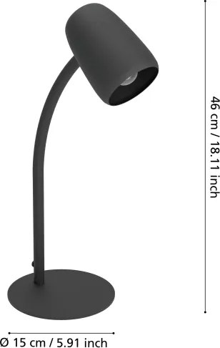 Eglo 901828 - Lampada da tavolo CARLO 1xE14/18W/230V nera