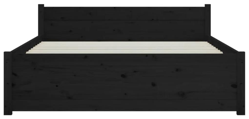 Giroletto nero in legno massello 120x190 cm 4ft small double