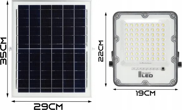 Proiettore solare dimmerabile a LED/100W/3,2V 5000K 10500 mAh IP65 nero + telecomando