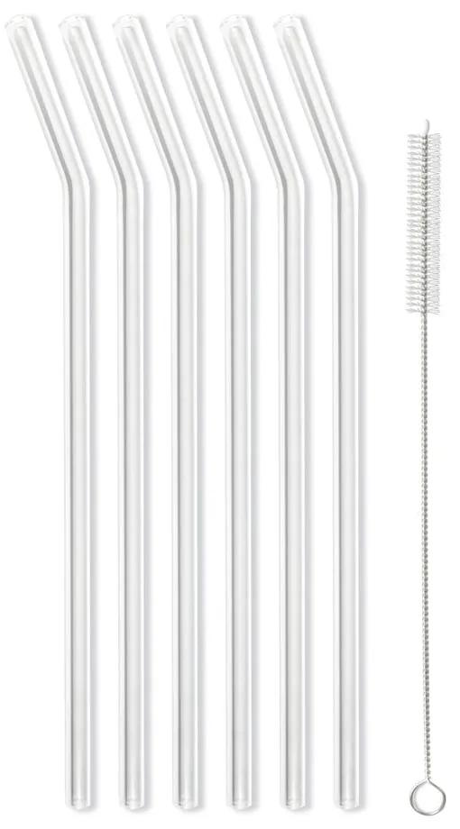 Set di 6 cannucce in vetro bianco per bere, lunghezza 23 cm - Vialli Design