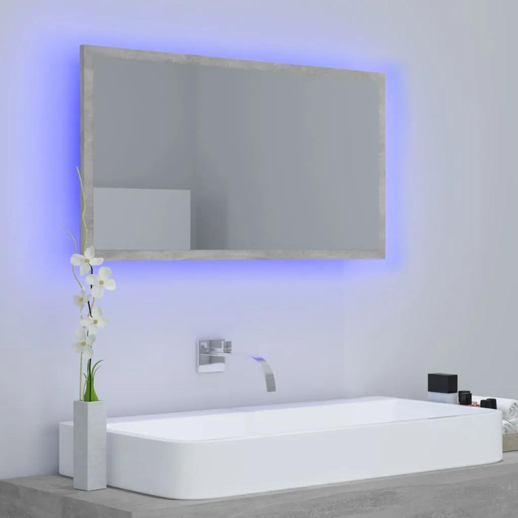 Specchio da Bagno a LED Grigio 80x8,5x37 cm in Acrilico