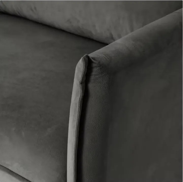 Divano grigio scuro con rivestimento in velluto 203 cm Juli – Ropez