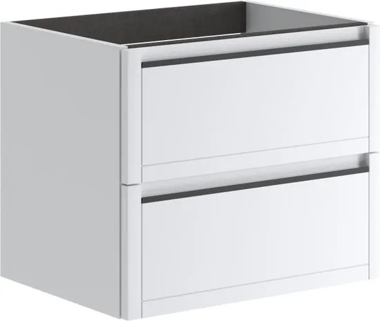 Mobile da bagno sospeso sotto lavabo L 59.5 x H 50 x P 45.5 cm bianco opaco, 2 cassetti TRATTO