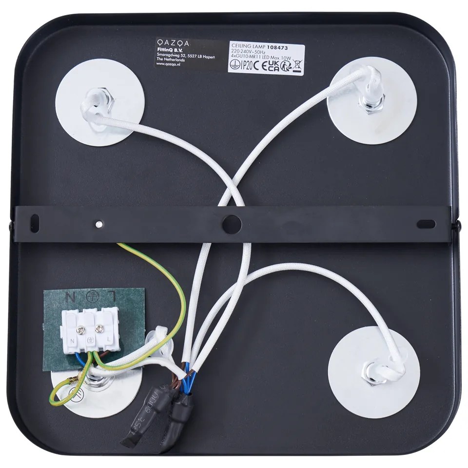 Faretto da soffitto arrotondato nero GU10 35mm 4 luci orientabile e inclinabile - Kate