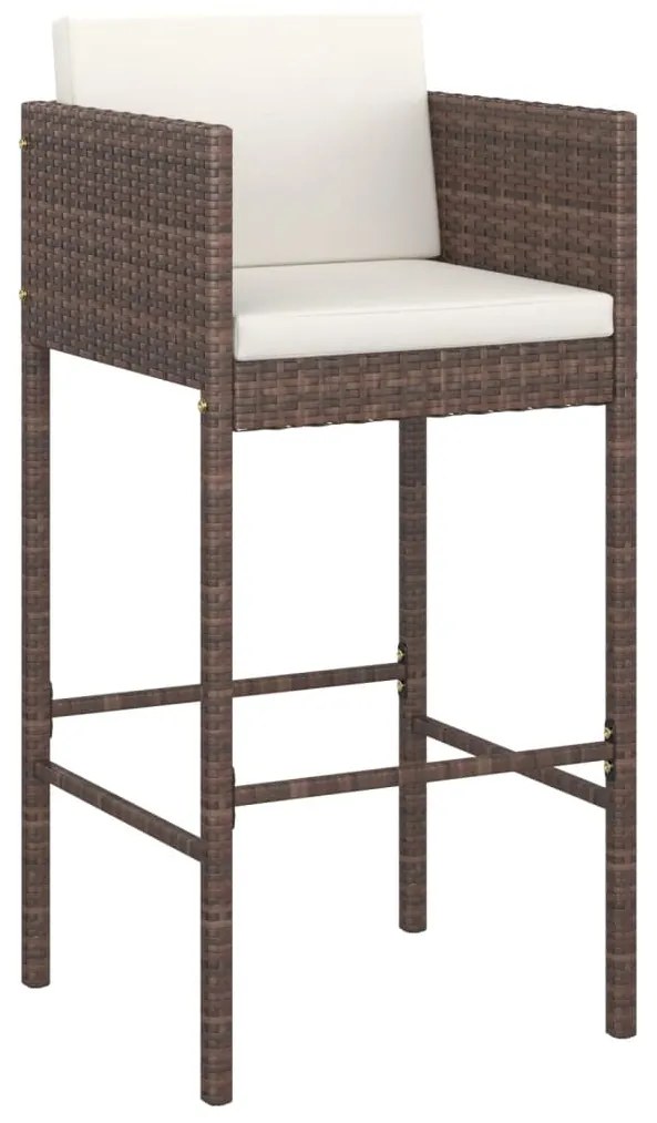 Set bar da giardino 9 pz con cuscini in polyrattan marrone