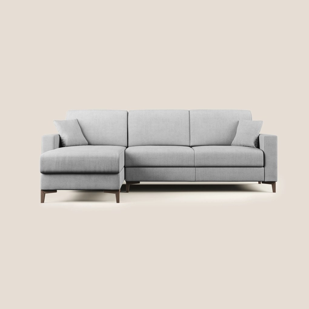 Kafka divano letto angolare in morbido tessuto impermeabile T02 grigio chiaro