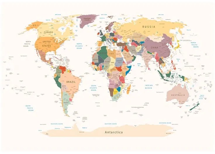 Fotomurale  Mappa del mondo  Colore colorful, Dimensioni e Misure 100x70