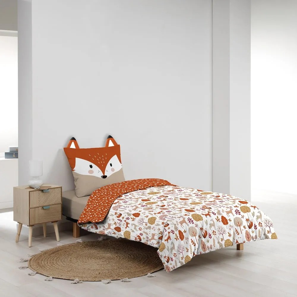 Set copripiumino e federa da bambini bianco/color terracotta in cotone per letto singolo 140x200 cm Roxy – douceur d'intérieur