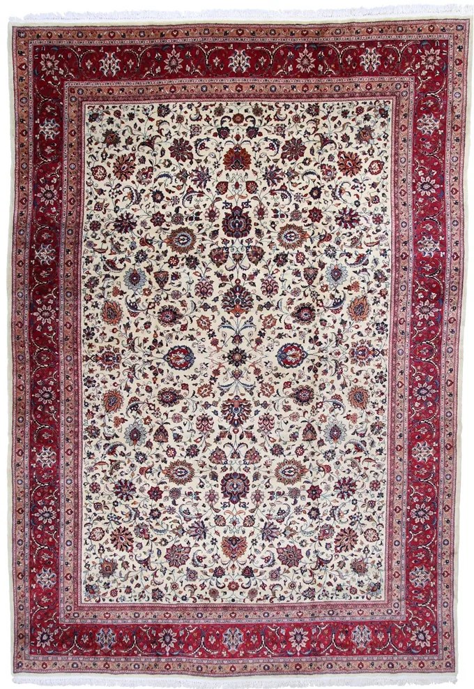 Mashad Tappeto 510 x 350 Rosso (Iran) Annodato A Mano