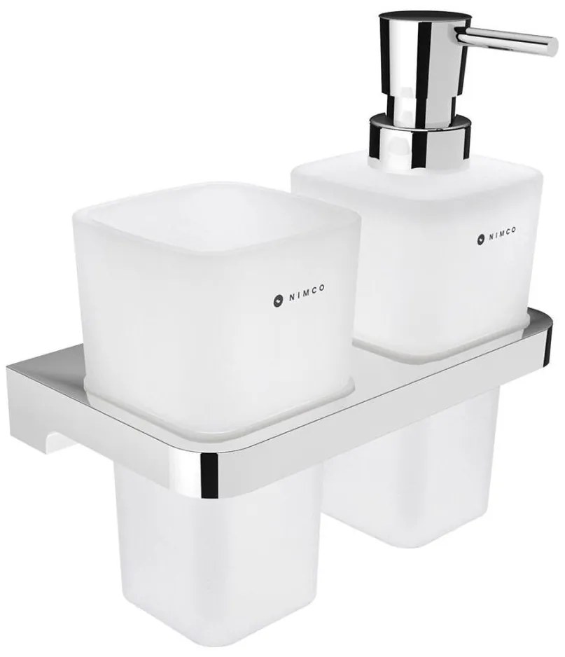 NIMCO MA 2905831H-26 - Distributore di sapone a parete e portaspazzolino MAYA 290 mm