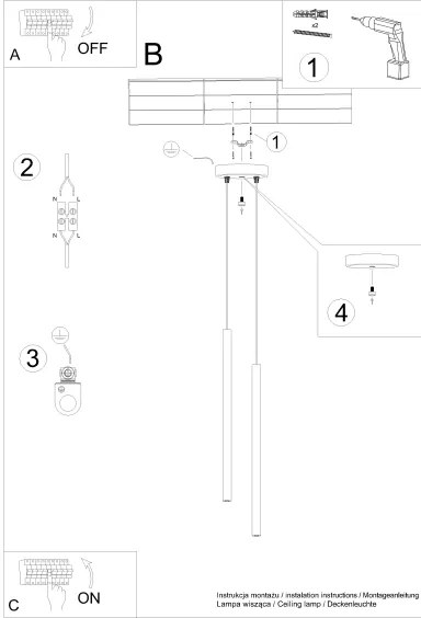 Sollux SL.1304 - Lampadario a sospensione con filo PASTELO 2xG9/8W/230V nero