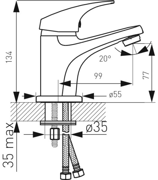FERRO - Miscelatore per lavabo + scarico ONE cromo lucido