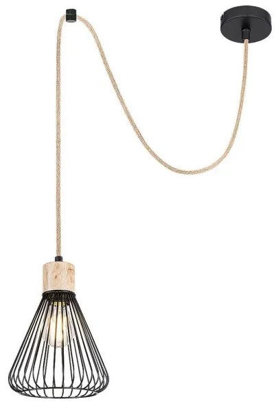 Rabalux 3148 - Lampadario a sospensione con filo FARFALLE 1xE27/40W/230V nero/faggio