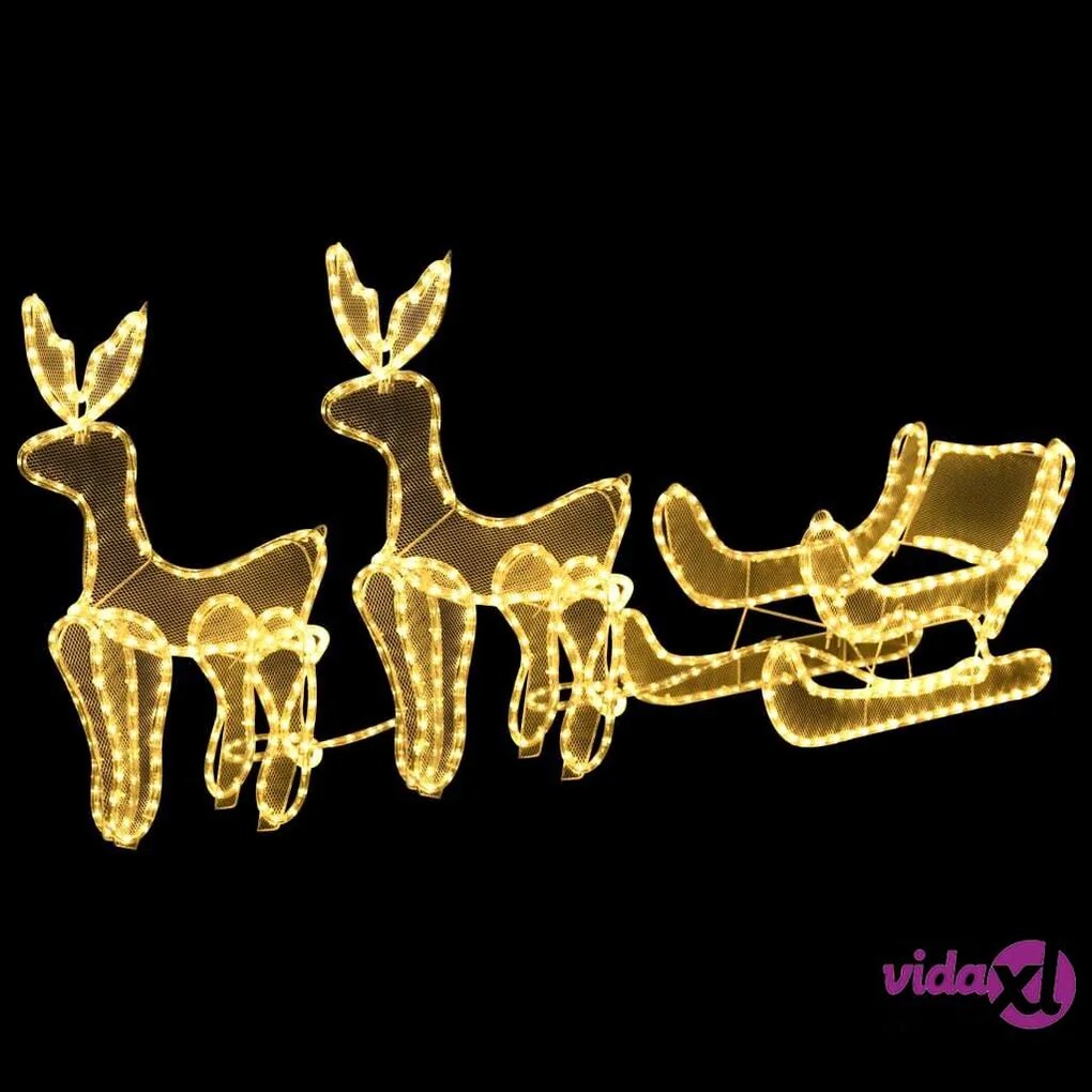 vidaXL Decorazione Luminosa Natalizia Slitta e 2 Renne in Rete 648 LED