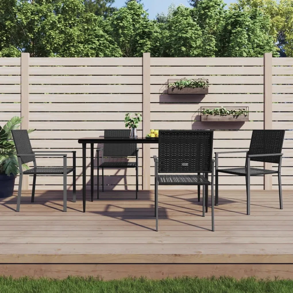 Set da pranzo da giardino 5 pz in polyrattan e acciaio