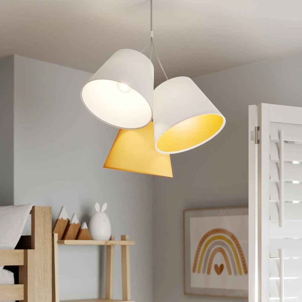 Maco Design Lampada a sospensione Zsofia, a 3 luci, bianco/giallo