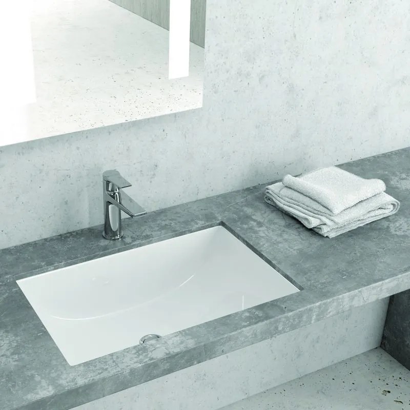 Lavabo da incasso sottopiano rettangolare ceramica bianca | Litos-652 - KAMALU