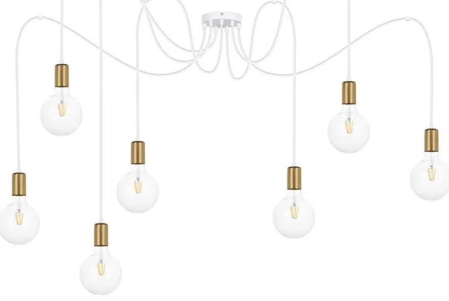 Lampadario a sospensione con filo MIROS 7xE27/60W/230V ragno bianco/oro